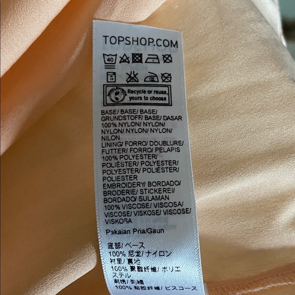 TOPSHOP Women’s Embroidered Mesh Floral Peach Short Sleeve Midi Dress Size 4 - Picture 15 of 17